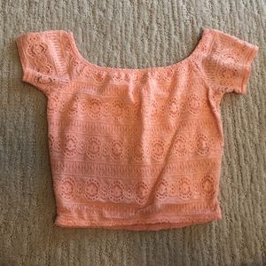 Peach lace crop top